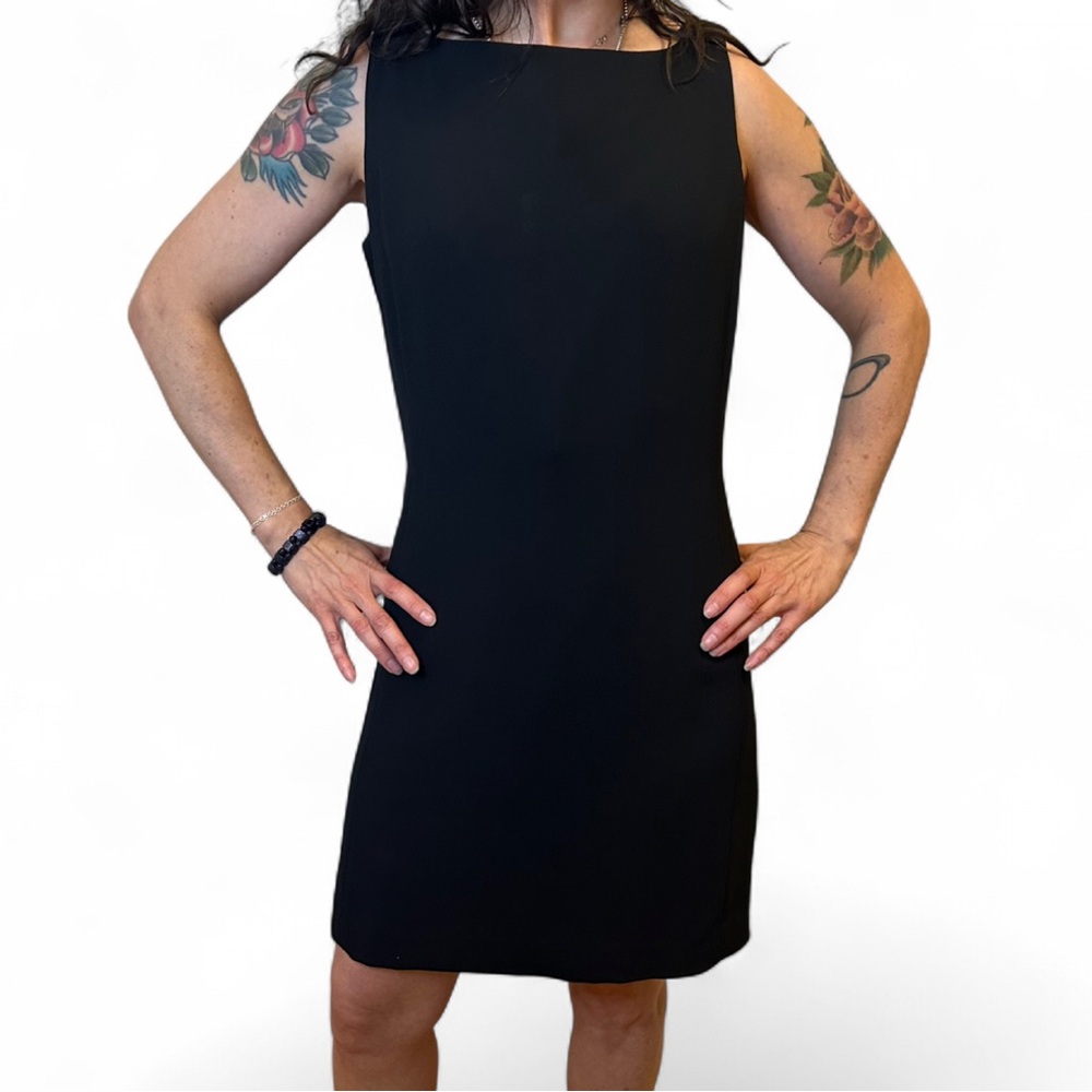 Ann Taylor LOFT Black Bow Shoulder Sheath Dress Size 6